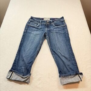 Vigoss Capri Jeans Womens Size 5 Blue Good Contrast Stitch Cuffed Denim Crop